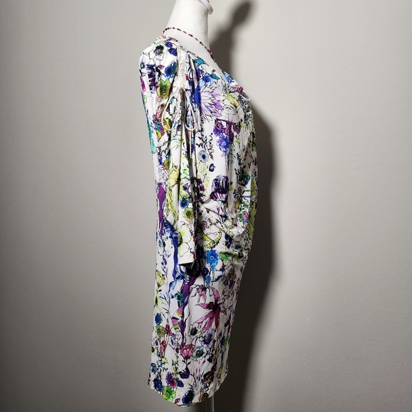 Roberto Cavalli Luxury White Jersey Astro Garden Floral Robot Dress MSRP $1190 - Picture 3 of 14